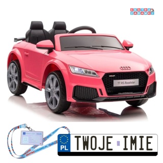[11938] Audi TT RS na akumulator 2x45W 12V/7Ah EVA LED ekoskóra panel muzyczny pilot - różowy