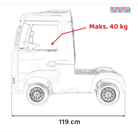 Biały TIR Scania R-Serie na akumulator - 4x35W 24V/7Ah, EVA, Bluetooth, ekoskóra - [HL698]