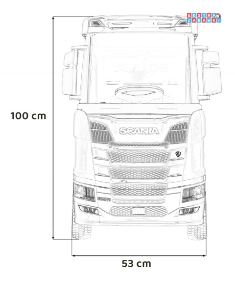 Biały TIR Scania R-Serie na akumulator - 4x35W 24V/7Ah, EVA, Bluetooth, ekoskóra - [HL698]