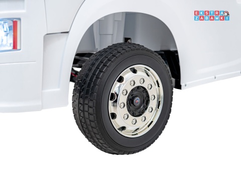 Biały TIR Scania R-Serie na akumulator - 4x35W 24V/7Ah, EVA, Bluetooth, ekoskóra - [HL698]