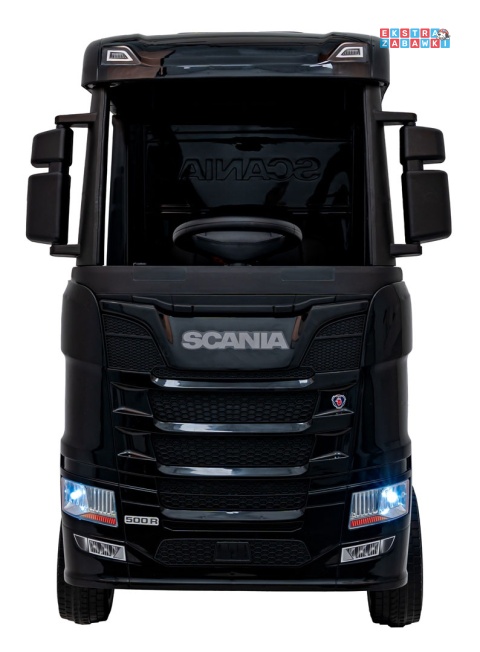 Czarny TIR Scania R-Serie na akumulator - 4x35W 24V/7Ah, EVA, Bluetooth, ekoskóra - [HL698]
