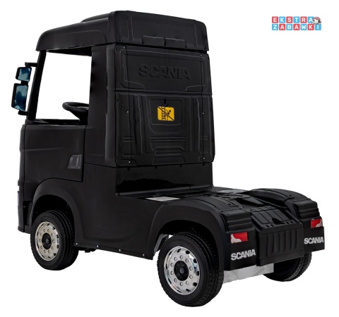 Czarny TIR Scania R-Serie na akumulator - 4x35W 24V/7Ah, EVA, Bluetooth, ekoskóra - [HL698]