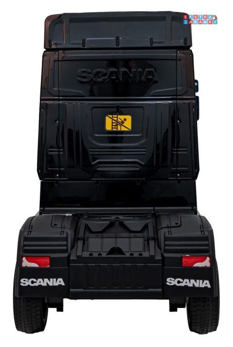 Czarny TIR Scania R-Serie na akumulator - 4x35W 24V/7Ah, EVA, Bluetooth, ekoskóra - [HL698]