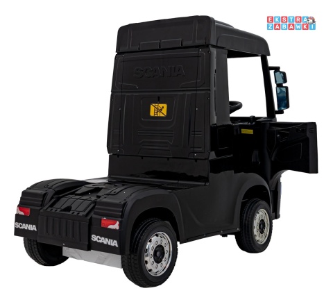 Czarny TIR Scania R-Serie na akumulator - 4x35W 24V/7Ah, EVA, Bluetooth, ekoskóra - [HL698]
