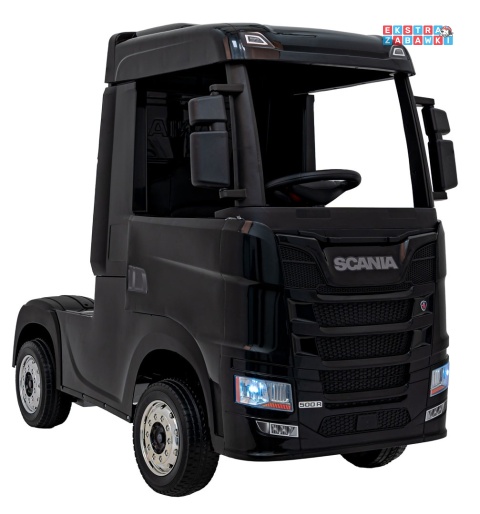 Czarny TIR Scania R-Serie na akumulator - 4x35W 24V/7Ah, EVA, Bluetooth, ekoskóra - [HL698]