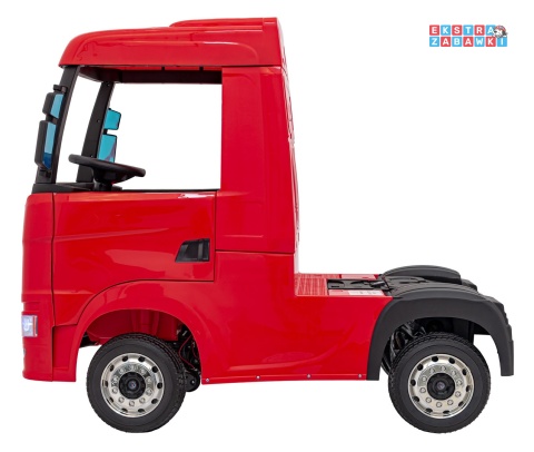 Czerwony TIR Scania R-Serie na akumulator - 4x35W 24V/7Ah, EVA, Bluetooth, ekoskóra - [HL698]