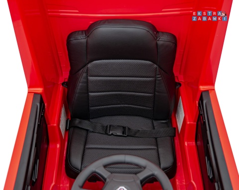 Czerwony TIR Scania R-Serie na akumulator - 4x35W 24V/7Ah, EVA, Bluetooth, ekoskóra - [HL698]