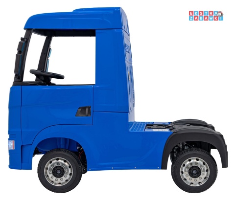 Niebieski TIR Scania R-Serie na akumulator - 4x35W 24V/7Ah, EVA, Bluetooth, ekoskóra - [HL698]