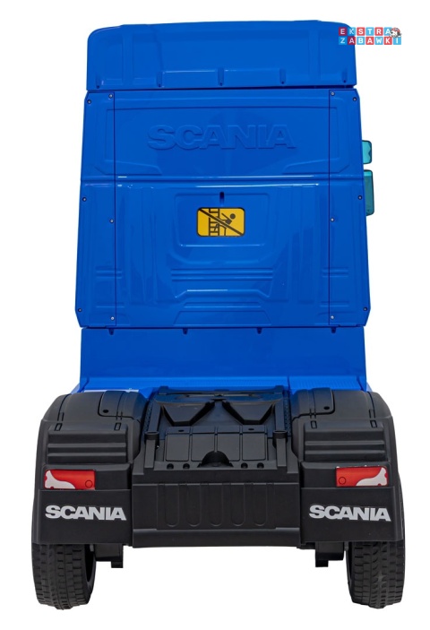 Niebieski TIR Scania R-Serie na akumulator - 4x35W 24V/7Ah, EVA, Bluetooth, ekoskóra - [HL698]