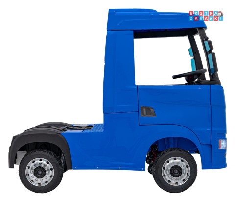 Niebieski TIR Scania R-Serie na akumulator - 4x35W 24V/7Ah, EVA, Bluetooth, ekoskóra - [HL698]