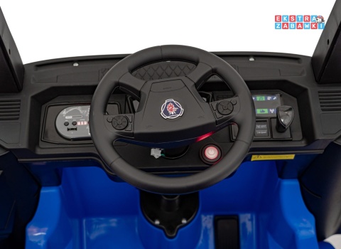 Niebieski TIR Scania R-Serie na akumulator - 4x35W 24V/7Ah, EVA, Bluetooth, ekoskóra - [HL698]