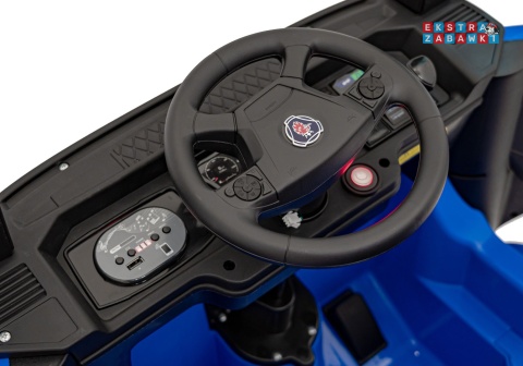 Niebieski TIR Scania R-Serie na akumulator - 4x35W 24V/7Ah, EVA, Bluetooth, ekoskóra - [HL698]