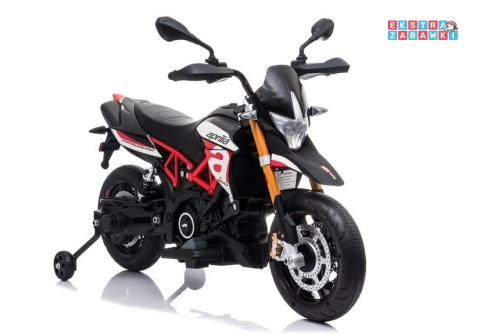 Czarny Motor Aprilia A007 na akumulator - 2x45W 12V/4.5Ah, EVA, ekoskóra, LED - [4795]