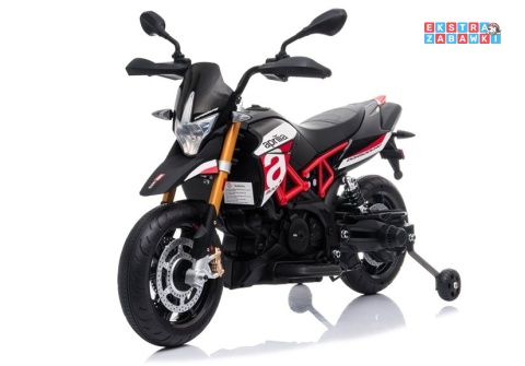 Czarny Motor Aprilia A007 na akumulator - 2x45W 12V/4.5Ah, EVA, ekoskóra, LED - [4795]
