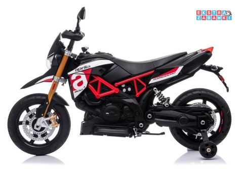 Czarny Motor Aprilia A007 na akumulator - 2x45W 12V/4.5Ah, EVA, ekoskóra, LED - [4795]