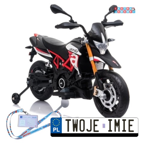 Czarny Motor Aprilia A007 na akumulator - 2x45W 12V/4.5Ah, EVA, ekoskóra, LED - [4795]