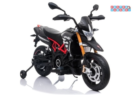 Czarny Motor Aprilia A007 na akumulator - 2x45W 12V/4.5Ah, EVA, ekoskóra, LED - [4796]