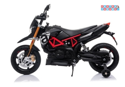Czarny Motor Aprilia A007 na akumulator - 2x45W 12V/4.5Ah, EVA, ekoskóra, LED - [4796]