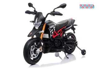 Czarny Motor Aprilia A007 na akumulator - 2x45W 12V/4.5Ah, EVA, ekoskóra, LED - [4796]