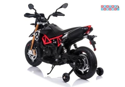 Czarny Motor Aprilia A007 na akumulator - 2x45W 12V/4.5Ah, EVA, ekoskóra, LED - [4796]
