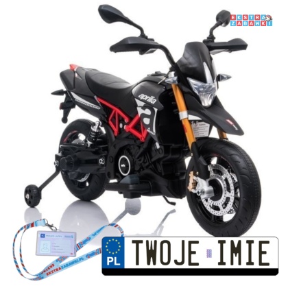 Czarny Motor Aprilia A007 na akumulator - 2x45W 12V/4.5Ah, EVA, ekoskóra, LED - [4796]