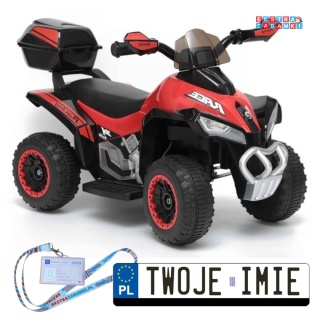 Czerwony Quad GTS1188-A na akumulator - 1x45W, 6V/4.5Ah, do 3 km/h, światła LED [6453]