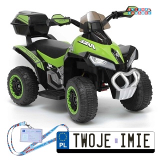Zielony Quad GTS1188-A na akumulator - 1x45W, 6V/4.5Ah, do 3 km/h, światła LED [6456]