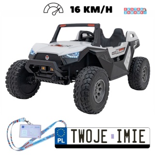 Clash STRONG buggy na akumulator 4x4 - biały, 2x300W + 2x35W, 24V/14Ah, 16km/h, pilot, ekoskóra [SX1929]