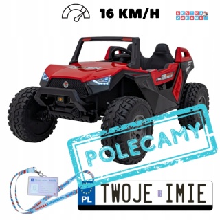 Czerwone Buggy Clash STRONG buggy na akumulator 4x4 - czerwony, 2x300W + 2x35W, 24V/14Ah, 16km/h, pilot, ekoskóra [SX1929]