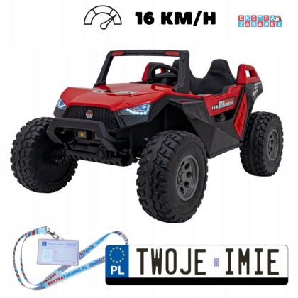 Czerwone Buggy Clash STRONG buggy na akumulator 4x4 - czerwony, 2x300W + 2x35W, 24V/14Ah, 16km/h, pilot, ekoskóra [SX1929]