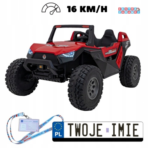 Czerwone Buggy Clash STRONG buggy na akumulator 4x4 - czerwony, 2x300W + 2x35W, 24V/14Ah, 16km/h, pilot, ekoskóra [SX1929]