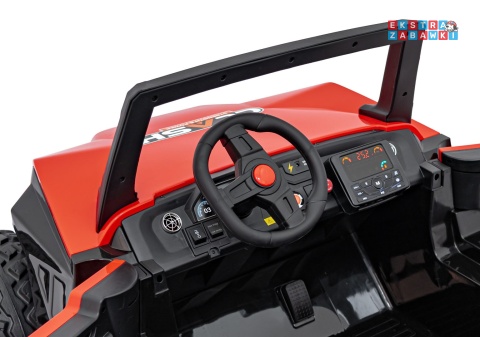 Czerwone Buggy Clash STRONG buggy na akumulator 4x4 - czerwony, 2x300W + 2x35W, 24V/14Ah, 16km/h, pilot, ekoskóra [SX1929]