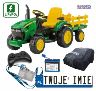RC John Deere Peg Perego Ground Force - Traktor na pilota - 2x165W, 12V/9Ah, pokrowiec rozmiar L [S]