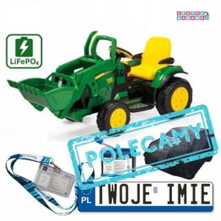 [S] Traktorek John Deere Peg Perego na akumulator 2x165W 12V/9Ah z radiem + pokrowiec rozmiar L