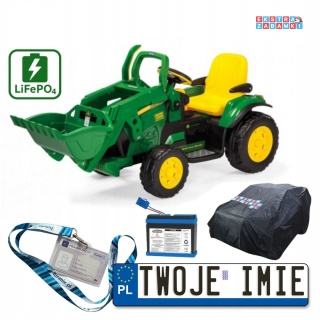 Traktorek John Deere Peg Perego na akumulator - 2x165W, z radiem, pokrowiec rozmiar L [S]