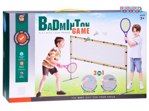 [SP0772] Zestaw sportowy 3w1 siatka do siatkówki piłka badminton dysk