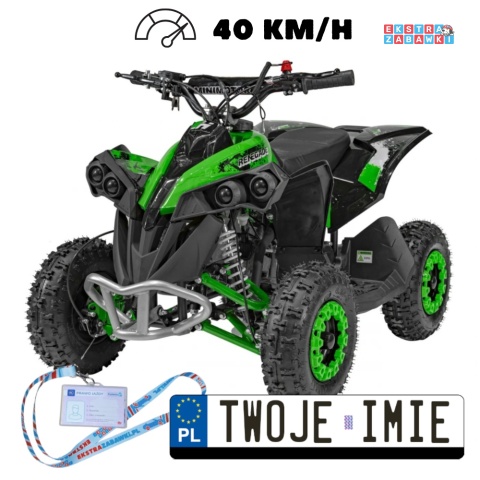 Zielony Quad Renegade Hiperfect spalinowy jednocylindrowy dwusuwowy - 49CC do 40 km/h do 65 kg, pompowane koła, zrywka [ATV-3A]