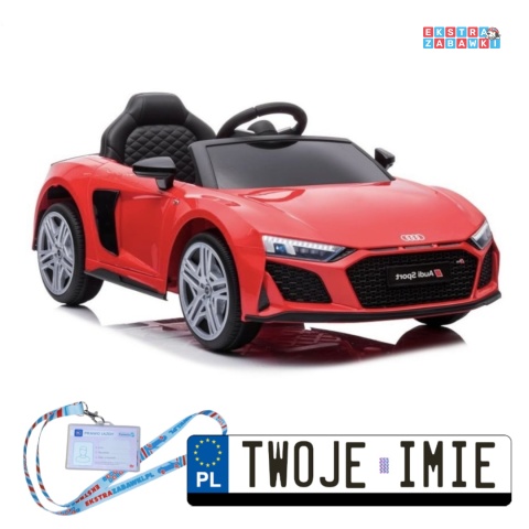 Czerwone Audi R8 Lift A300 na akumulator - 2x45W 12V/4.5Ah, pilot, EVA, ekoskóra, LED [9041]