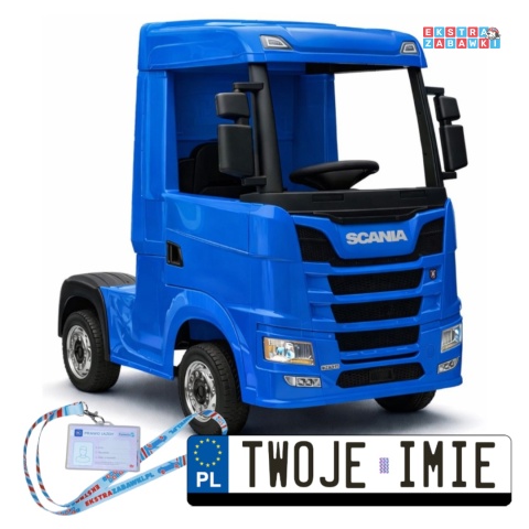 Niebieska Scania 500R HL698 na akumulator - 4x45W 24V/7Ah, EVA, pilot, LED, Bluetooth, automatyczny hamulec [20635]