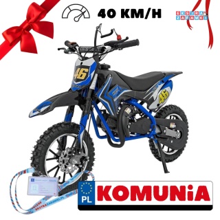 Niebieski Motocykl spalinowy Renegade 50R - 49CC do 70 kg 40 km/h, pompowane koła, kluczyk [DB709]