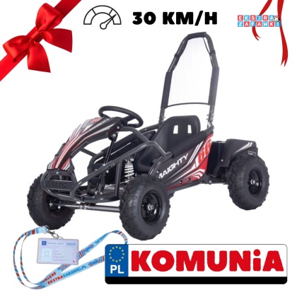 [GK009E] Gokart MAIGHTY na akumulator 1000W 48V/12Ah pompowane koła hamulce hydrauliczne - czarny