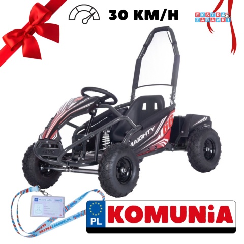 [GK009E] Gokart MAIGHTY na akumulator 1000W 48V/12Ah pompowane koła hamulce hydrauliczne - czarny