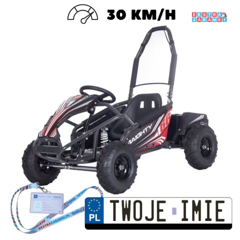 Gokart MAIGHTY na akumulator - czarny, 1x1000W 48V/12Ah, pompowane koła, hamulce hydrauliczne [GK009E]