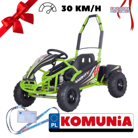 [GK009E] Gokart MAIGHTY na akumulator 1000W 48V/12Ah pompowane koła hamulce hydrauliczne - zielony