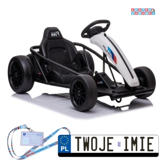 Biały gokart SX1968 z Driftem na akumulator - 2x100W 24V/7Ah, do 18 km/h, pasy, hamulec automatyczny [5200]