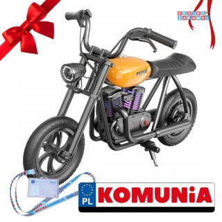Pomarańczowy Motocykl Hyper Gogo Pioneer 12 Plus - 22V/5.2Ah 160W li-ion do 16km/h, RGB, efekt dymu, Bluetooth [HG1034186]