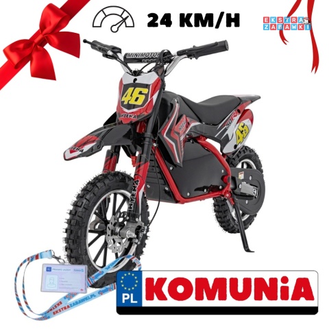 Czerwony Motor Renegade 50R na akumulator - 1x500W 36V/9Ah do 70 kg, pompowane koła, kluczyk - [HP110E-A]