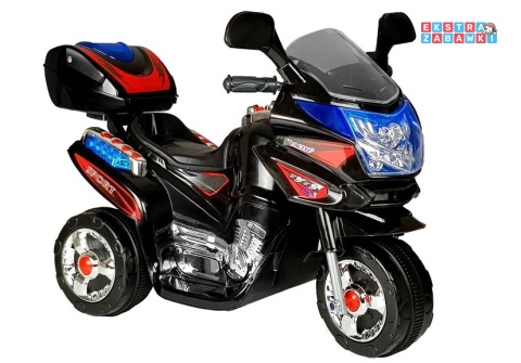 Czarny motorek HC8051 na akumulator - 1x18W 6V/4.5Ah, 4km/h, LED, otwierany kuderek - [370]