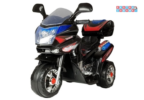 Czarny motorek HC8051 na akumulator - 1x18W 6V/4.5Ah, 4km/h, LED, otwierany kuderek - [370]