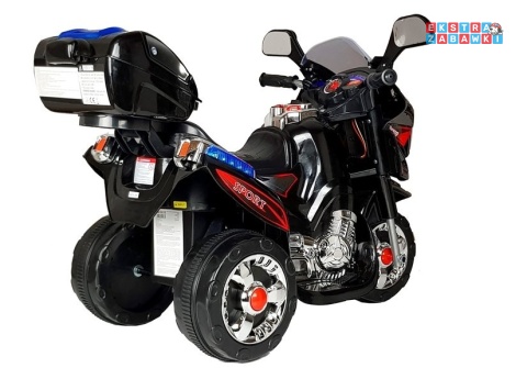Czarny motorek HC8051 na akumulator - 1x18W 6V/4.5Ah, 4km/h, LED, otwierany kuderek - [370]